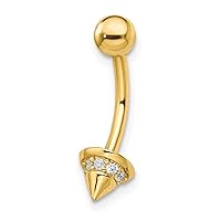 14k Gold CZ Cubic Zirconia Simulated Diamond Belly Ring Measures 20.44x6.41mm Wide Jewelry for Women