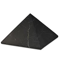 Authentic Shungite Pyramid from Real Shungite Stones Shungite Crystal Pyramid Home Protection Room Decor Office Desk Decor Authentic Crystals Black Pyramid (Unpolished, 120 mm / 4.72