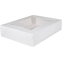 SCT White Window Bakery Boxes with Tuck-in Lid, 19 x 14 x 6.5, White, Paper, 50/Carton