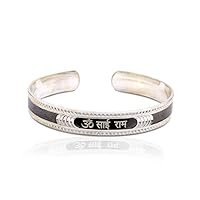 Vedic Vaani Pure Silver Om Sai Ram Bracelet | Saint Shirdi Sai Baba Kada For All (1 Piece)