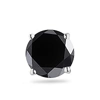 3/8 Cts of 3.50-4.00 mm Black Diamond Mens Stud Earring in 14K White Gold - Valentine's Day Sale