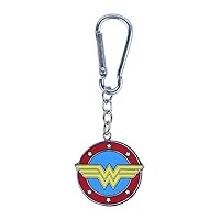 DC Comics Wonder Woman 3D Keyring (Logo Design) Carabiner Key Ring, Zip Pull or Backpack Key Chain Charm - Official Merchandise, Multi, One Size, Keychain