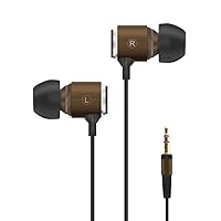 Headphones with Extra Long Cord Extra Earbuds for PC TV Ear Listening Earbuds Without Microphone Plug in Headphones Ear Buds Headphones for Computer with No Mic Earphones Brown 10FT