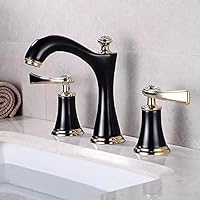Contemporary Widespread 2 Handles Vanity Artistical Swan Neck Spout Black Bathroom Sink Faucet Hot and Cold Mixer Tap Plumbing Fixtures