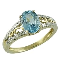 Carillon 1.91 Carat Blue Zircon Oval Shape Natural Non-Treated Gemstone 10K Yellow Gold Ring Engagement Jewelry for Women & Men