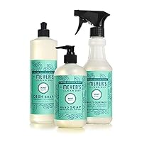 Mrs. Meyer's Kitchen Set, Dish Soap, Hand Soap, and Multi-Surface Cleaner, 3 CT (Mint)