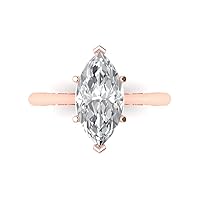 2.4ct Marquise Cut Solitaire Stunning Lab White Sapphire Proposal Bridal Designer Wedding Anniversary Ring 14k Rose Gold