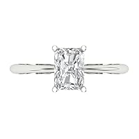 Clara Pucci 1.1 ct Brilliant Radiant Cut Solitaire Moissanite Classic Anniversary Promise Engagement ring Solid 18K White Gold for Women