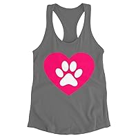 Dog Paw Heart Racerback Tank - Dog Love Tank - Paw Print Workout Tank