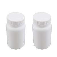 Othmro PE Plastic Lab Chemical Reagent Bottles 2pcs, 200ml/6.8oz Wide Mouth 42mmID Round Sample Liquid Storage Container Sealing Bottles White with Cap