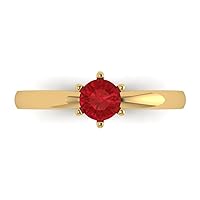 0.55 ct Round Cut Solitaire Genuine Pink Tourmaline 6-Prong Stunning Classic Statement Ring in 14k yellow Gold for Women