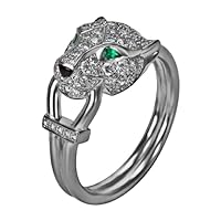 DESTINY JEWEL 1.85Ct Animal Base Green Pear And White Round Cut Diamond Engagement Wedding Ring,