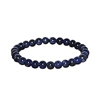 Natural Sodalite Gemstone round 6mm smooth 7inch Beads Stretchble bracelet crystal healing energy stone bracelet for Women & Men Adjustable Size