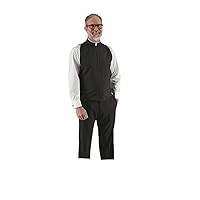 Roman Shirtfronts Vestfronts with Buttons 17 to 17.5 Neck Christian Church Wear Catholic Pastor Clergy Shirt Front, 24 Inch Length Black