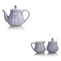Sweejar Royal Ceramic Teapot & Sugar and Creamer Set(Purple)