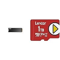 Lexar NM790 SSD with Heatsink 4TB PCIe Gen4 NVMe M.2 2280 Internal Solid State Drive & Play 1TB microSDXC UHS-I Memory Card, C10, U3, V30, A2, Full-HD Video, Up to 160/100 MB/s