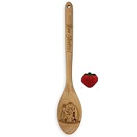 Disney Parks Ratatouille Adventure Chef Remy Wooden Kitchen Spoon AND Strawberry Kitchen Magnet Tan 12'' H x 2 1/4'' W x 3/4'' D