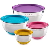 Bellemain Stainless Steel Non-Slip Mixing Bowls with Lids (4-Piece Set)