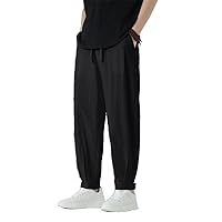 Style 100% Casual Pants Men' Straight Loose Sweatpants Spring Summer Retro Button Cuffs