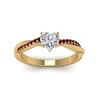 Choose Your Gemstone 18k Yellow Gold Plated Infinity Twist Ring Crystal Heart Shape Side Stone Wedding Valentine Wear Promise Ring with Pave Setting for girls and women Size US 4 TO 12