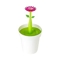 Flower Power Bathroom Bin, 3/4-Gallon, Flower Pot Waste and Storage Basket with Lid, Daisy-Shaped Handle, Removable Inner Bin, White