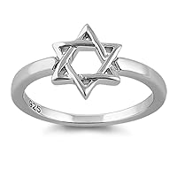925 Sterling Silver Star of David Women Stackable Stacking Ring Size 4 to 12