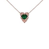 HALO DIAMOND HEART-SHAPED PERSONALIZED (LC) BIRTHSTONE AND NECKLACE IN ROSE GOLD - Gold Purity:: 10K, Pendant/Necklace Option: Pendant With 18