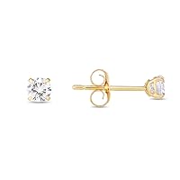 14ct Shiny Round Faceted White Cubic Zirconia Stud Earrings in White Gold Yellow Gold and Variety of Options