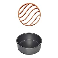 Instant Pot, Orange Official Silicone Roasting Rack, Compatible with 6-quart and 8-quart cookers & Instant Pot Official Round Cake Pan, 7.7-Inch, Gray