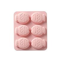 1pc 6 holes cartoon fish silicone soap mould cake candy chocolate bread fondant kitchen baking mould baking utensils (pink)