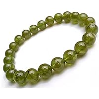 Genuine Green Natural Peridot Olivine Bracelet For Women Men Stretch Healing Crystal Clear Round Beads Bracelet 7mm 7