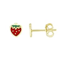 14k Gold Yellow Finish 6.5x5.6mm Polished Post Strawberry Earrings With Push Back Clasp Jewelry Gifts for Women
