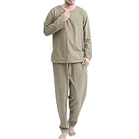 Men's Home Pajamas Long-sleeved T-shirt Pajama Set Fall Daily Long Pants Pajamas Two-piece Set