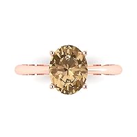 Clara Pucci 2.0 ct Oval Cut Solitaire Brown Champagne Simulated Diamond Engagement Bridal Promise Anniversary Ring Real 14k Rose Gold