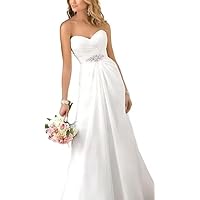 White Bridal Wedding Gowns A-Line Simple Chiffon Wedding Dress for Bride Sweetheart Long Beach Bridal Gown for Women