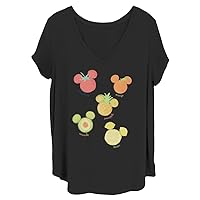 Disney Women's Classic Mickey Assorted Fruit Junior's Plus Short Sleeve Tee Shirt
