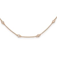 1.2mm True Origin 14k Rose Gold 3/8 Carat Lab Grown Diamond SI D E F 18 Station Necklace 18 Inch Jewelry for Women