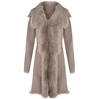 Ladies Women's White Real Toscana Sheepskin Leather Suede Jacket Trench Coat