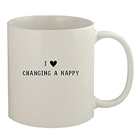 I Heart Love Changing A Nappy - Ceramic 11oz White Mug, White