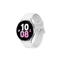 SAMSUNG Galaxy Watch 5 44mm Bluetooth Smartwatch w/Body, Health, Fitness and Sleep Tracker, Improved Battery, Sapphire Crystal Glass, Enhanced GPS Tracking, US Version, Silver Bezel w/White Band