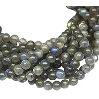 1 Strand Labradorite Round Ball Smooth 14'' Long Strand Gemstone Beads, Jewelry Supplies for Jewelry Making, Bulk Beads, for Meditation Jewellery Gemstone Size 6mm CHIK-STNRD-49607