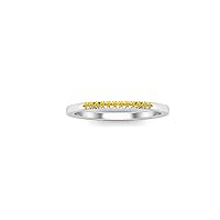 1.00 Ctw Round Cut Lab Created Yellow Sapphire Half Eternity Engagement Wedding Womens Band Ring 14K White Gold Plated