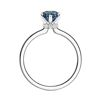 Diamond Wish IGI Certified 1 1/10 to 2 1/10 Carat Fancy Blue Pear Cut Lab Grown Diamond Ribbon Halo Engagement Ring for Women in 14k Gold (I-J, VS-SI, cttw) Anniversary Promise Ring Size 4 to 9