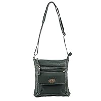 Lodokdre Women's Portable Leather Shoulder Bag Messenger Bag 24 x 22 cm (Green), dark green