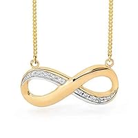 0.02 CT Round Cut Created Diamond 14K Yellow Gold Over Infinity Pendant Necklace
