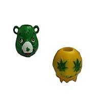 Fantasy Cigarette Snuffers Instant Cigarette Extinguishers for Ashtrays Pre Rolled Paper Holder (Pack of 2) Yellow and Green Bear
