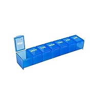 EZY DOSE Weekly (7-Day) Pill Organizer, Vitamin Planner, And Medicine Box, Large Compartments, Blue, Made in The USA