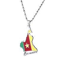 Cameroon Map Flag Pendant Necklaces Men Women Cameroun Country Maps Cameroonians