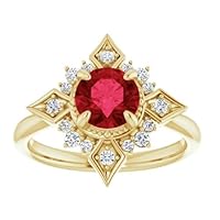 2.5 CT Selene Goddess Ruby Engagement Ring 14k Gold, Galaxy Red Ruby Ring, Lunar Genuine Ruby Ring, North Star Ruby Rings July Birthstone Ring