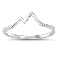 Classic Minimalist Mountain Travel Ring New .925 Sterling Silver Band Sizes 4-10
